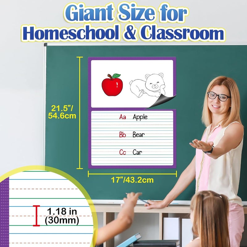 Aizweb Giant Magnetic Draw & Write Paper,Dry Erase Handwriting Lined for Classroom Whiteboard Accessories, Writing Chart Paper Teacher Must Have Homeschool Teaching Supplies,Teacher Essential - Image 2